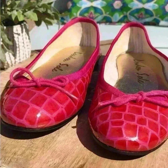 London Sole  Pink Henrietta Patent Leather Croc Effect Ballet Flat Size 6 - Picture 4 of 12